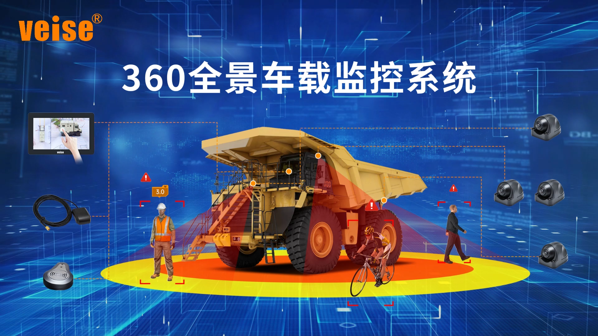 礦用自卸車360全景車載監控系統